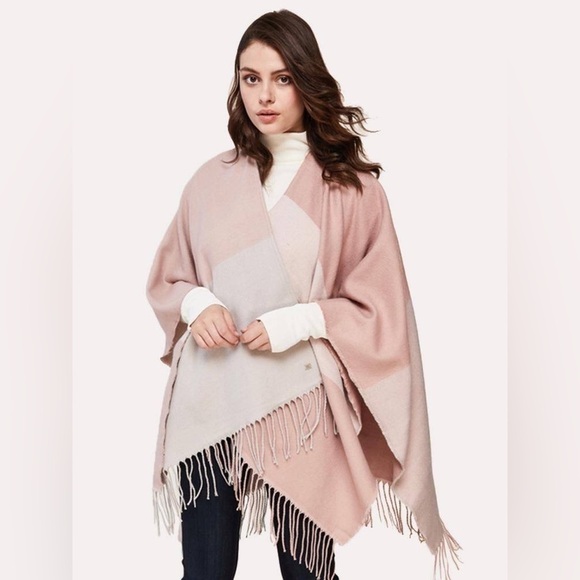 SOIA & KYO Pale Pink Cream Woven Scarfigan Scarf Cardigan Wrap w/Fringe Detail - Picture 2 of 16